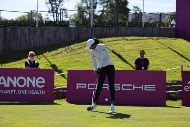 EVIAN-LES-BAINS, FRANCE - 09.07.2024: JI Aditi Ashok (IND) of The Amundi Evian Championship at the Evian Resort Golf Club on July 09, 2023 in Evian-les-Bains, France.