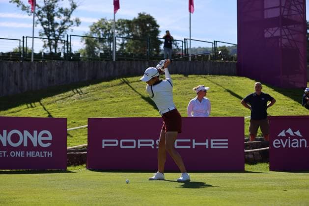 EVIAN-LES-BAINS, FRANCE - 09.07.2024: Azahara Munoz (ESP) of The Amundi Evian Championship at the Evian Resort Golf Club on July 09, 2023 in Evian-les-Bains, France.