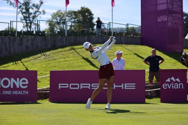 EVIAN-LES-BAINS, FRANCE - 09.07.2024: Azahara Munoz (ESP) of The Amundi Evian Championship at the Evian Resort Golf Club on July 09, 2023 in Evian-les-Bains, France.