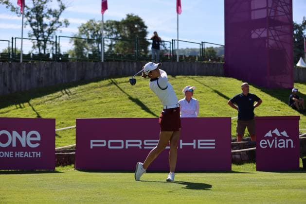 EVIAN-LES-BAINS, FRANCE - 09.07.2024: Azahara Munoz (ESP) of The Amundi Evian Championship at the Evian Resort Golf Club on July 09, 2023 in Evian-les-Bains, France.