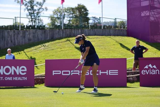 EVIAN-LES-BAINS, FRANCE - 09.07.2024: Ana Pelaez Trivino (ESP) of The Amundi Evian Championship at the Evian Resort Golf Club on July 09, 2023 in Evian-les-Bains, France.