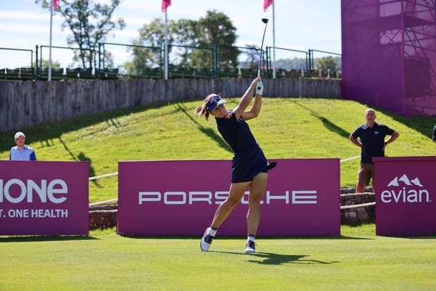 EVIAN-LES-BAINS, FRANCE - 09.07.2024: Ana Pelaez Trivino (ESP) of The Amundi Evian Championship at the Evian Resort Golf Club on July 09, 2023 in Evian-les-Bains, France.