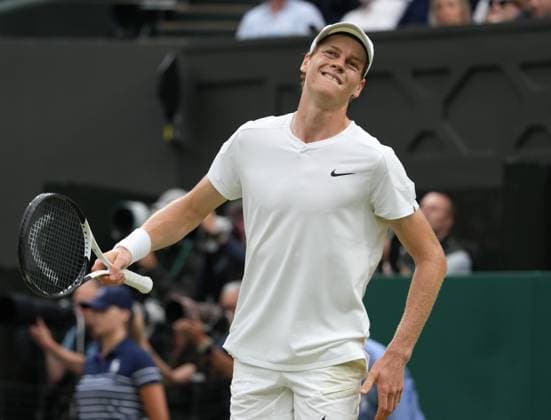Lawn Tennis - 2024 Wimbledon Championship Jannick Sinner (ITA) v Daniil Medvedev All England Lawn Tennis & Croquet Club - Tuesday 9h July 2024 A dejected Sinner on his way to defeat 