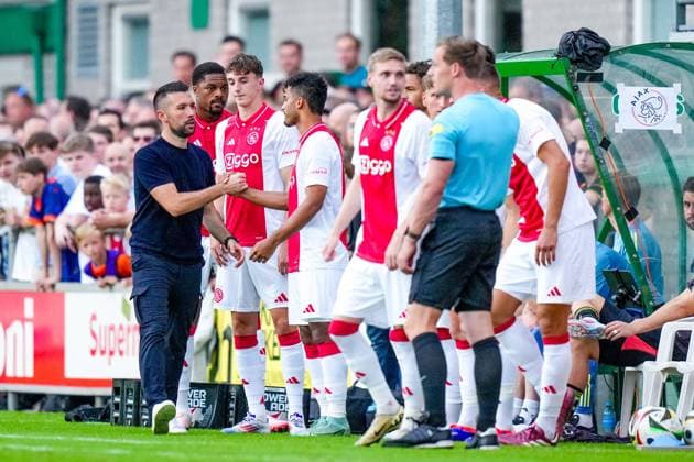 OLDEBROEK , 09-07-2024 , Sportpark Bovenmolen , Friendly match , season 2024 2025 , Football . Match between Ajax and STVV . Ajax coach Francesco Farioli Ajax - STVV (friendly)  x25722104x Copyright:
