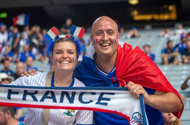 Football, men, season 2023 24, UEFA Euro EM 2024, semi-final in Munich, Spain France, French fans, 09 07 2024, Copyright: xSebastianxRäppold MatthiasxKochx