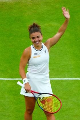 Jasmine Paolini celebrates victory in her quarter final match Wimbledon Tennis Championships, Day 9, The All England Lawn Tennis and Croquet Club, London, UK - 09 Jul 2024  Copyright: xJavierxGarcia Shutterstockx 14577169gh