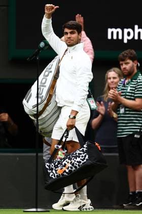 Carlos Alcaraz of Spain celebrates winning the match Wimbledon Tennis Championships, Day 9, The All England Lawn Tennis and Croquet Club, London, UK - 09 Jul 2024  Copyright: xJamesxMarsh Shutterstockx 14577170es