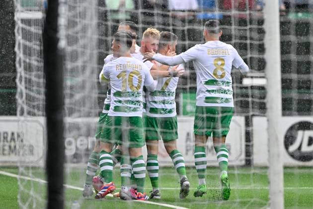 UEFA Champions League - 1st Qualifying Round The New Saints v DeÄiÄ‡ Brad Young of The New Saints celebrates his goal to make it 1-0 The New Saints during the UEFA Champions League - 1st Qualifying Round match The New Saints vs DeÄiÄ‡ at Park Hall Stadium, Oswestry, United Kingdom, 9th July 2024 (Photo by Cody Froggatt News Images) Oswestry Park Hall Stadium Shropshire United Kingdom Copyright: xCodyxFroggatt NewsxImagesx