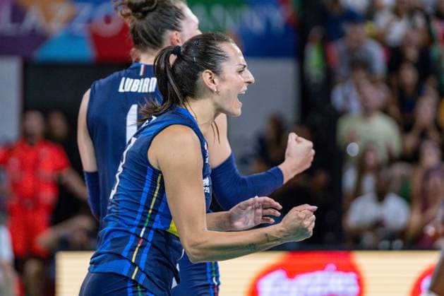 Caterina Bosetti (Italy) exultation during Women s Test Match - Italy vs Serbia, Volleyball Test Match in Florence, Italy, July 09 2024  Copyright: xSaraxEsposito IPAxSportx xipa-agx xx IPA_47858683 IPA_Agency_IPA47858683