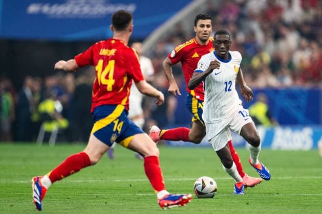 240709 Randal Kolo Muani of France during the UEFA Euro 2024 Football Championship semifinal between Spain and France on July 9, 2024 in Munich Photo Mathias Bergeld BILDBYRAN code MB MB0944 fotboll football soccer fotballs em europamästerskap em uefa euro uefa european football championship euro 2024 semifinal semifinals spanien spain frankrike france bbeng  Copyright: MATHIASxBERGELD BB240709MB052
