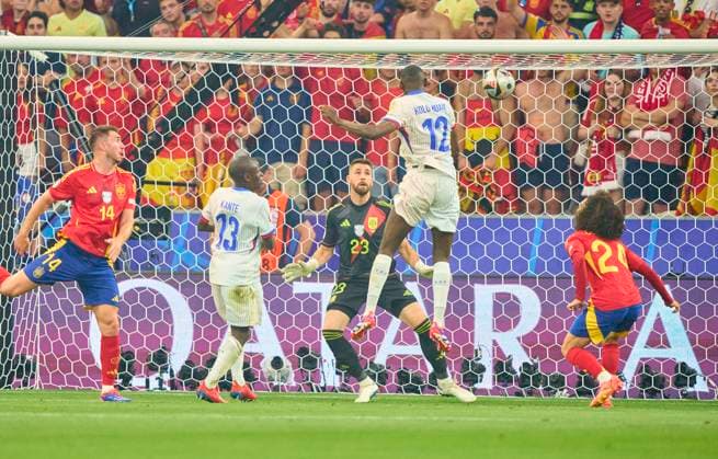 Randal Kolo Muani, FRA 12 scores, shoots goal , Tor, Treffer, Torschuss, 0-1 in the semi final match SPAIN - FRANCE of the UEFA European Championships 2024 on Jul 9, 2024 in Munich, Germany.