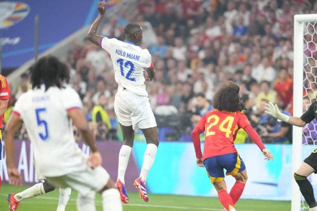 EURO 2024 - Semi-Final: Spain vs. France Randal Kolo Muani scores the opening goal for France during the EURO 2024 Semi-Final match between Spain and France on 09 July 2024, at Munich Football Arena, in Munich, Germany Munich Munich Football Arena Germany Copyright: xAlexandraxFechetex DSC04673