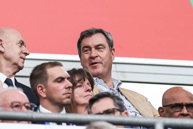 Sport, Football, UEFA EURO 2024 semi-final Spain France 09 07 2024, Munich Football Arena Bernd Neuendorf DFB President Markus Söder Minister President Bayern Munich Munich Football Arena Bayern Germany