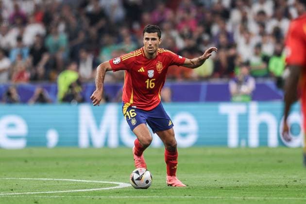 Sport, Football, UEFA EURO 2024 semi-final Spain France 09 07 2024, Munich Football Arena Rodri Spain, 16 Munich Munich Football Arena Bayern Germany