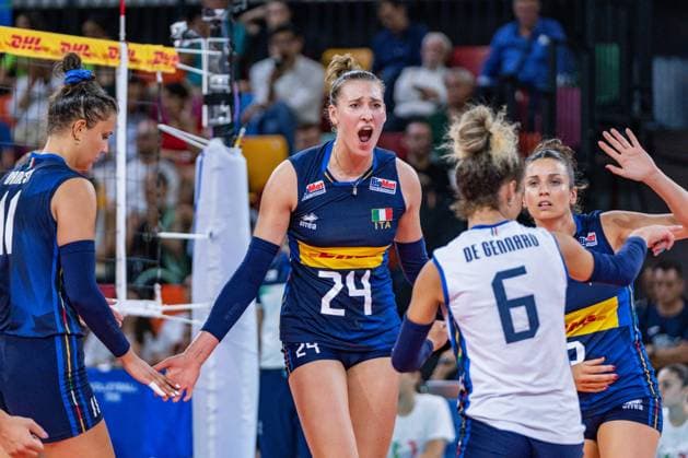 Ekaterina Antropova (Italy) exultation during Women s Test Match - Italy vs Serbia, Volleyball Test Match in Florence, Italy, July 09 2024  Copyright: xSaraxEsposito IPAxSportx xipa-agx xx IPA_47860383 IPA_Agency_IPA47860383