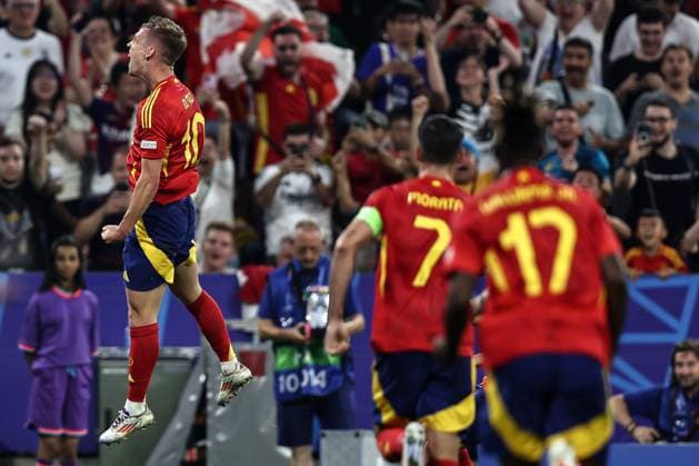 Monaco di Baviera Germania) 09 07 2024 - Euro 2024 Spagna-Francia foto Image nella foto: esultanza gol Dani Olmo 