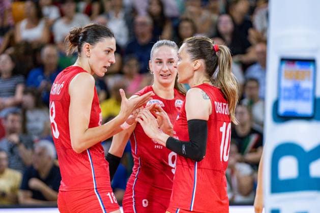 Tijana Boskovic (Serbia) and Maja Ognjenovic (Serbia) during Women s Test Match - Italy vs Serbia, Volleyball Test Match in Florence, Italy, July 09 2024  Copyright: xSaraxEsposito IPAxSportx xipa-agx xx IPA_47860419 IPA_Agency_IPA47860419