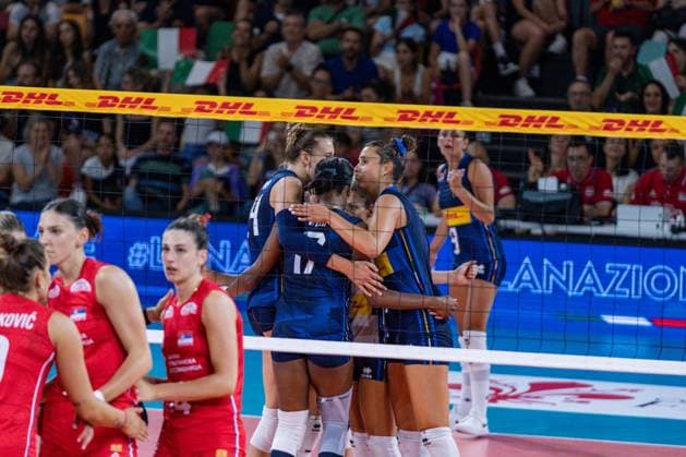 Italy scores a point during Women s Test Match - Italy vs Serbia, Volleyball Test Match in Florence, Italy, July 09 2024  Copyright: xSaraxEsposito IPAxSportx xipa-agx xx IPA_47860444 IPA_Agency_IPA47860444