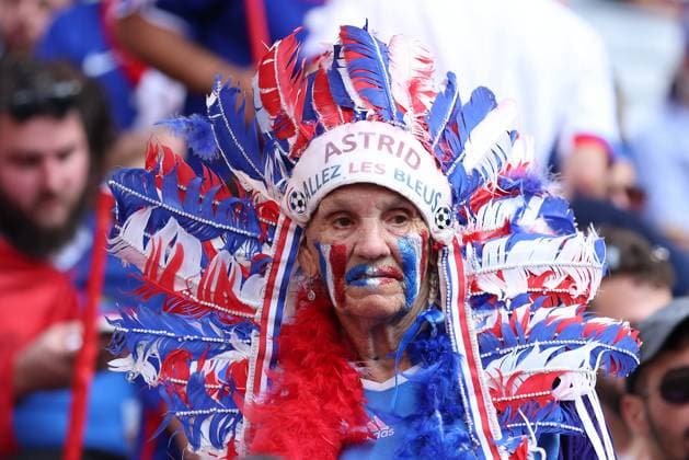 Soccer UEFA EURO 2024 Semi Final Spain France on 09 07 2024 at the Munich Football Arena in Munich Fan France with painted face xMSx