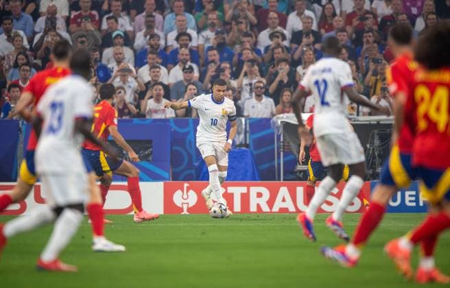 Football, Men, Season 2023 24, UEFA Euro EM 2024, Semi-final in Munich, Spain France, Kylian Mbappe M , France , 09 07 2024, Copyright: xSebastianxRäppold MatthiasxKochx