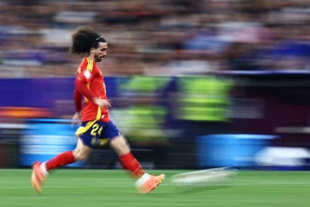 Marc Cucurella of Spain Spain v France, UEFA European Championship, EM, Europameisterschaft 2024, Semi Final, Football, Munich Football Arena, Munich, Germany - 09 Jul 2024 EDITORIAL USE ONLY No use with unauthorised audio, video, data, fixture lists, club league logos or live services. Online in-match use limited to 120 images, no video emulation. No use in betting, games or single club league player publications. Copyright: xMichaelxZemanek Shutterstockx 14576887cn