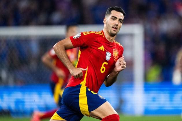 240709 Mikel Merino of Spain during the UEFA Euro 2024 Football Championship semifinal between Spain and France on July 9, 2024 in Munich Photo Mathias Bergeld BILDBYRAN code MB MB0944 fotboll football soccer fotballs em europamästerskap em uefa euro uefa european football championship euro 2024 semifinal semifinals spanien spain frankrike france bbeng  Copyright: MATHIASxBERGELD BB240709MB151