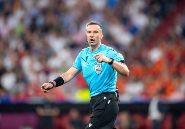 Football, men, season 2023 24, UEFA Euro EM 2024, semi-final in Munich, Spain France, referee Slavko Vincic Slovenia , 09 07 2024, Copyright: xSebastianxRäppold MatthiasxKochx