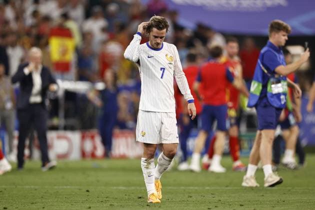 MUNICH - Antoine Griezmann of France bums during the UEFA EURO, EM, Europameisterschaft,Fussball 2024 semi-final match between Spain and France at the Munich Football Arena on July 9, 2024 in Munich, Germany. ANP Hollandse Hoogte Maurice van Steen UEFA EURO 2024 2024 xVIxANPxSportx xVanxSteenxFotografiexIVx 503141553 originalFilename: 503141553.jpg