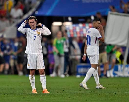 09 07 2024, Football UEFA EURO 2024, Semi-final, Spain France, in the Munich Football Arena Antoine Griezmann France dissatisfied