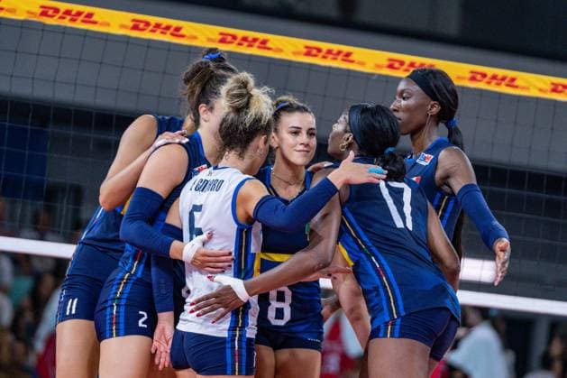 Volleyball Test Match - Women s Test Match - Italy vs Serbia Exultation of Italy team during Women s Test Match - Italy vs Serbia, Volleyball Test Match in Florence, Italy, July 09 2024 Florence Italy  Copyright: xIPAxSport ABACAx