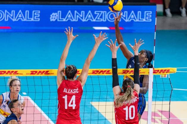 Volleyball Test Match - Women s Test Match - Italy vs Serbia Myriam Sylla (Italy) during Women s Test Match - Italy vs Serbia, Volleyball Test Match in Florence, Italy, July 09 2024 Florence Italy  Copyright: xIPAxSport ABACAx