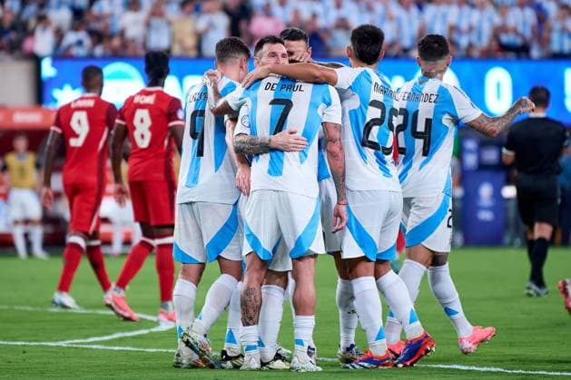 RECORD DATE NOT STATED Copa America USA 2024 Argentina vs Canada - Semifinal Lionel Messi celebrates his goal 2-0 of Argentina during the CONMEBOL Copa America 2024 Semi-final match between Argentina and Canada, at MetLife Stadium, on July 09, 2024 in East Rutherford, New Jersey, United States. EAST RUTHERFORD NEW JERSEY UNITED STATES  Copyright: xJosexLuisxMelgarejox 20240709202700_CA_SF_2024_ARG_CAN_MESSI203