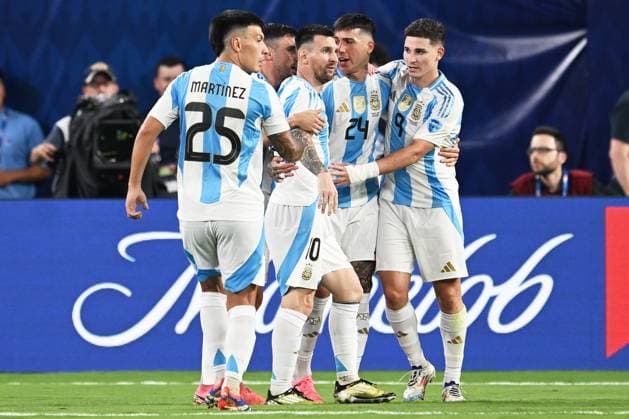 Fußball, Copa America, Die Highlights RECORD DATE NOT STATED Copa America USA 2024 Argentina vs Canada - Semifinal Lionel Messi celebrates his goal 2-0 of Argentina during the CONMEBOL Copa America 2024 Semi-final match between Argentina and Canada, at MetLife Stadium, on July 09, 2024 in East Rutherford, New Jersey, United States. EAST RUTHERFORD NEW JERSEY UNITED STATES  Copyright: xDavidxLeahx 20240709202957_CA_SF_2024_ARG_CAN_MESSI215