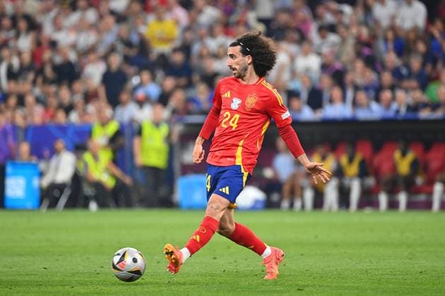EURO 2024, Die Highlights Marc CUCURELLA (ESP), Aktion,Einzelaktion,Einzelbild, Freisteller,Ganzkoerperaufnahme,ganze Figur Halbfinale Spanien (ESP) - Frankreich (FRA) 2-1 am 09.07.2024, Fussball Arena Muenchen. Fussball UEFA EURO, EM, Europameisterschaft,Fussball 2024 GERMANY vom 14.06.2024 - 14.07.2024. *** Marc CUCURELLA ESP , action,single action,single image,cropped image,full body shot,whole figure semi-final Spain ESP France FRA 2 1 on 09 07 2024, Football Arena Munich Football UEFA EURO 2024 GERMANY from 14 06 2024 14 07 2024