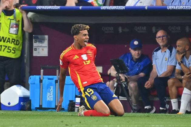Goal celebration Yamal LAMINE ESP after goal to 1 1, jubilation,joy,enthusiasm,action semi-final Spain ESP France FRA 2 1 on 09 07 2024, Football Arena Munich Football UEFA EURO 2024 GERMANY from 14 06 2024 14 07 2024