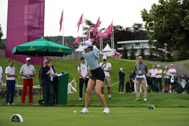 EVIAN-LES-BAINS, FRANCE - 09.07.2024: Rose Zhang (USA) of The Amundi Evian Championship at the Evian Resort Golf Club on July 09, 2023 in Evian-les-Bains, France.