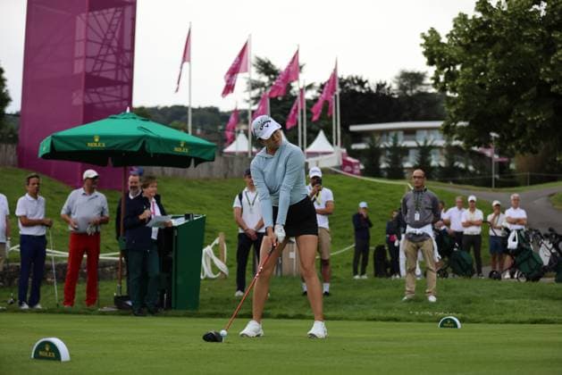 EVIAN-LES-BAINS, FRANCE - 09.07.2024: Rose Zhang (USA) of The Amundi Evian Championship at the Evian Resort Golf Club on July 09, 2023 in Evian-les-Bains, France.