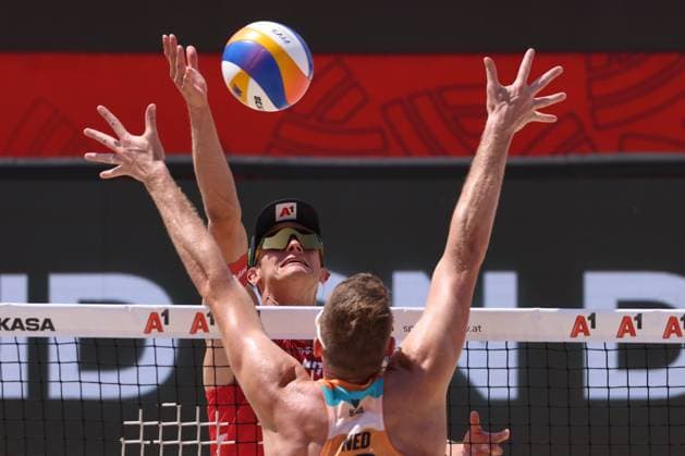 BEACHVOLLEYBALL - Beach Pro Vienna VIENNA,AUSTRIA,10.JUL.24 - Beach volleyball, Beachvolleyball - A1 Beach Pro Vienna. Image shows Philipp Waller (AUT).  GEPAxpictures xMathiasxMandl