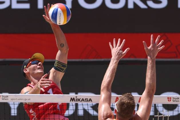 BEACHVOLLEYBALL - Beach Pro Vienna VIENNA,AUSTRIA,10.JUL.24 - Beach volleyball, Beachvolleyball - A1 Beach Pro Vienna. Image shows Mathias Seiser (AUT).  GEPAxpictures xMathiasxMandl
