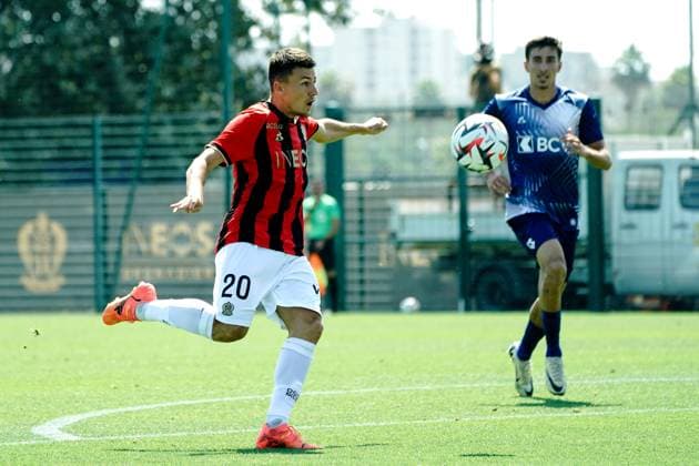Tom Louchet (OGC Nice) FOOTBALL : OGC Nice vs Lausanne - Match amical - Nice - 10 07 2024 NorbertScanella Panoramic 