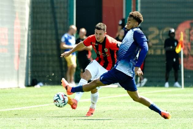 Tom Louchet (OGC Nice) FOOTBALL : OGC Nice vs Lausanne - Match amical - Nice - 10 07 2024 NorbertScanella Panoramic 