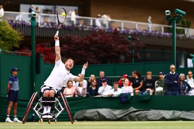 Alfie Hewett during his Wheelchair Singles first round match Wimbledon Tennis Championships, Day 10, The All England Lawn Tennis and Croquet Club, London, UK - 10 Jul 2024  Copyright: xJamesxMarsh Shutterstockx 14578619k