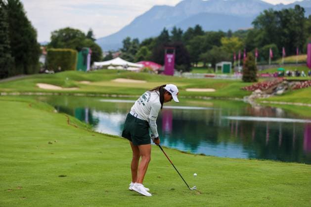 EVIAN-LES-BAINS, FRANCE - 10.07.2024: CÃ line Boutier (FRA) of The Amundi Evian Championship at the Evian Resort Golf Club on July 10, 2023 in Evian-les-Bains, France.