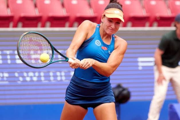 Darja SemeÅÜistaja of Latvia returns a backhand to Diane Parry of France during the Womens second round of Nordea Open at Bastad Tennis Stadium on July 10, 2024 in Bastad, Sweden (Photo by Camilla Stolen Imago) Bastad Sweden Copyright: xCamillaxStolenx L2180569