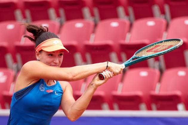 Darja SemeÅÜistaja of Latvia returns a backhand to Diane Parry of France during the Womens second round of Nordea Open at Bastad Tennis Stadium on July 10, 2024 in Bastad, Sweden (Photo by Camilla Stolen Imago) Bastad Sweden Copyright: xCamillaxStolenx L2180596
