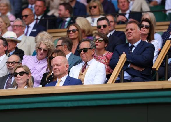 10th July 2024; All England Lawn Tennis and Croquet Club, London, England; Wimbledon Tennis Tournament, Day 10; Actor Richard E Grant sitting in the royal box watching the womens singles quarter final match Elena Rybakina (KAZ) vs Elina Svitolina (UKR) at Centre Court  ActionPlus12666622 JohnxPatrickxFletcher
