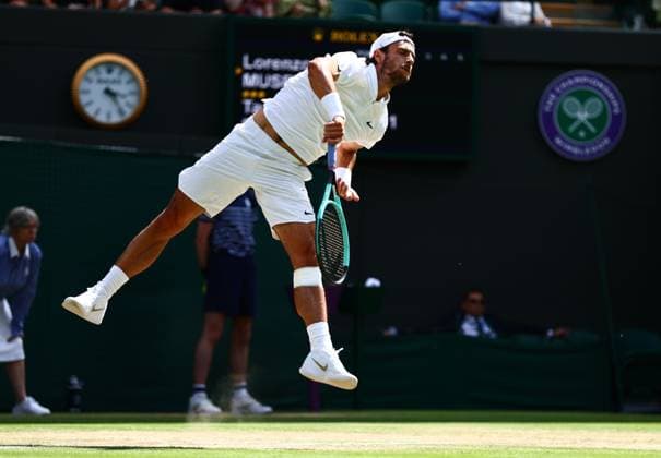 Lorenzo Musetti during his quarter final match Wimbledon Tennis Championships, Day 10, The All England Lawn Tennis and Croquet Club, London, UK - 10 Jul 2024  Copyright: xJamesxMarsh Shutterstockx 14578619cy