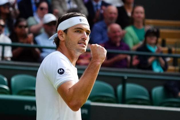 Taylor Fritz celebrates during his quarter final match Wimbledon Tennis Championships, Day 10, The All England Lawn Tennis and Croquet Club, London, UK - 10 Jul 2024  Copyright: xJavierxGarcia Shutterstockx 14578617dm