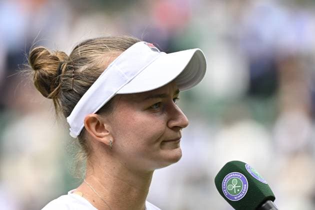 Tennis : Wimbledon 2024 - Barbora Krejcíková - Republique Tcheque Tennis : Wimbledon 2024 - England - 10 07 2024 ChrysleneCaillaud Panoramic 