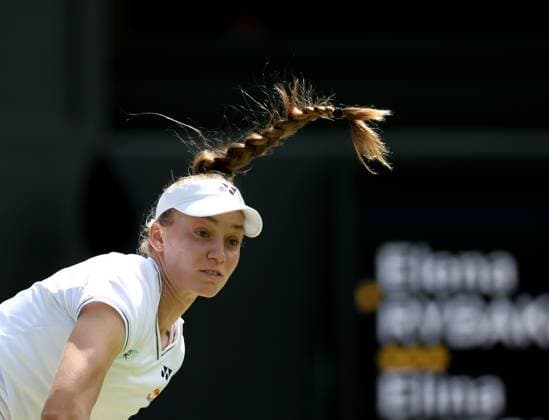(240710) -- LONDON, July 10, 2024 -- Elena Rybakina competes during the women s singles quarterfinal match between Elena Rybakina of Kazakhstan and Elina Svitolina of Ukraine at Wimbledon tennis Championship in London, Britain, July 10, 2024. ) (SP)BRITAIN-LONDON-TENNIS-WIMBLEDON-DAY 10 LixYing 